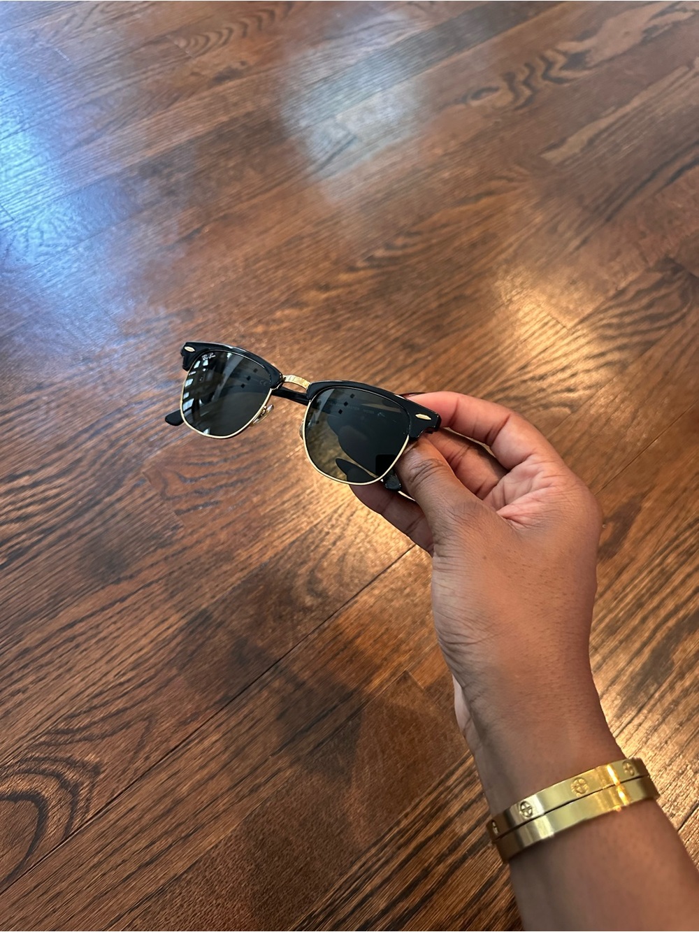 Ray-Ban Classic Black and Gold Clubmaster Sunglasses